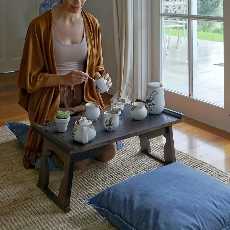 Meditationstisch - Japanischer minimalistischer Altar Chabudai Kaffee & Tee niedriger Bodentisch