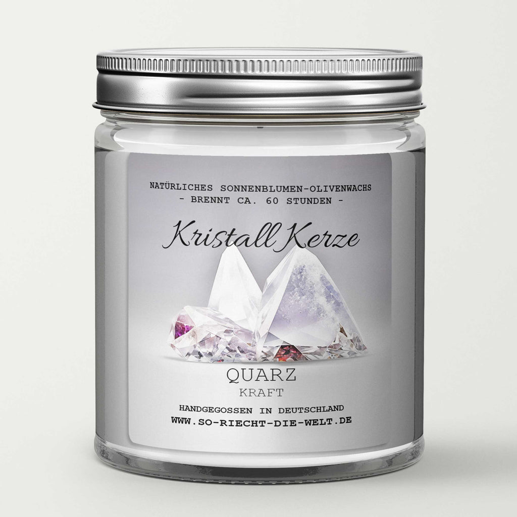 KRAFT - Quarz Kristall Duftkerze - Gletscher | Morgenluft - Heilende Kerze, Edelsteine, Reiki, Kristall, Stein, Heilung, Reinigung, Meditation, Geschenk