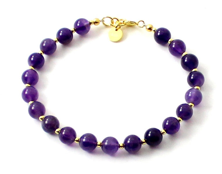 Handgefertigtes Amethyst Violett Armband mit Silberperlen