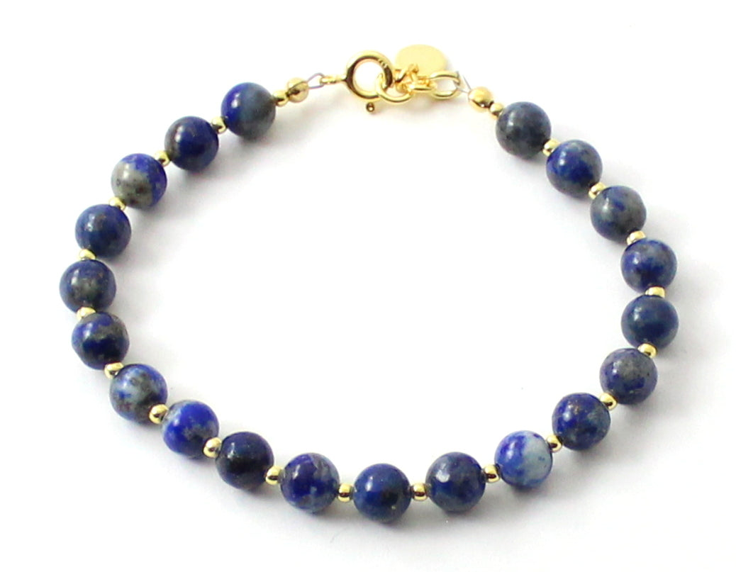 Lapis Lazuli Armband mit Silberperlen - Handgefertigt aus dem Baltikum
